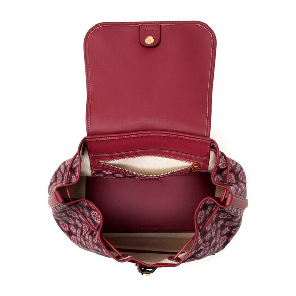 New Kate Spade Flower Monogram Coated Canvas Medium Backpack Garnet Rose Multi